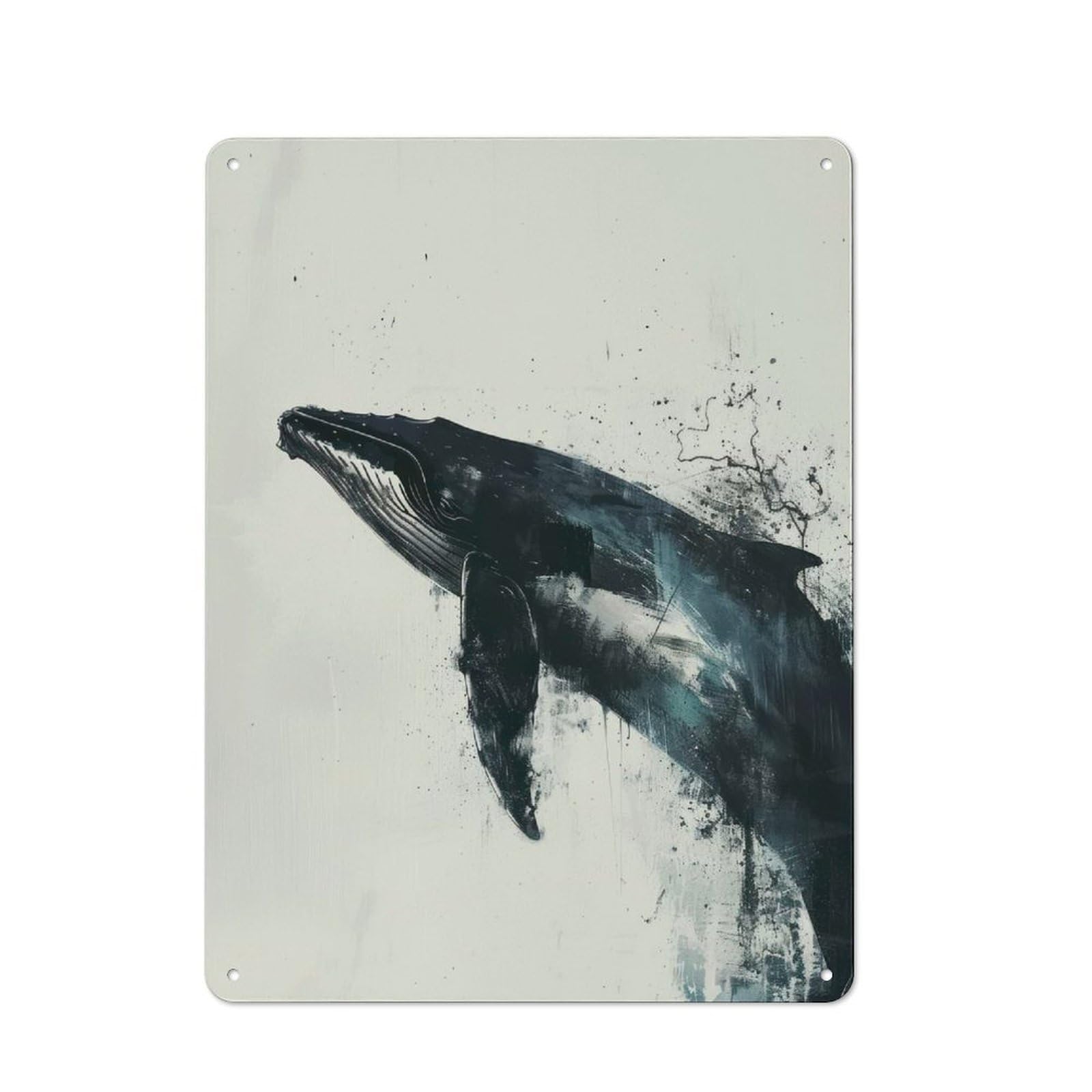 Whale Painting Metal Wall Art Sign 40x30cm, Old Fashioned Nostalgic Wall Art for Living Room, Hallway, Kitchen Or Cafe