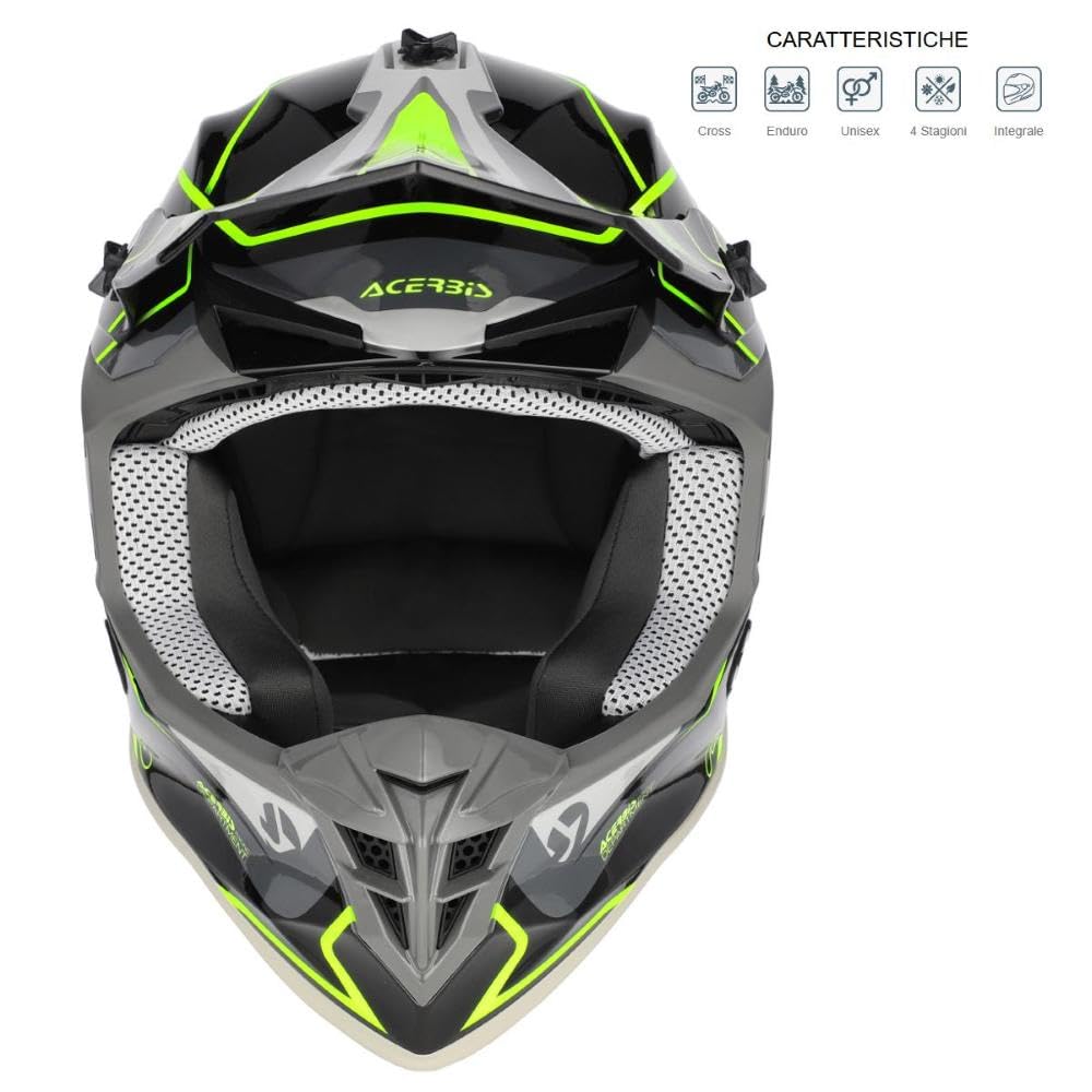 Casco Cross Acerbis Linear ECE 22/06 Nero Giallo fluo taglia M (57-58 cm)
