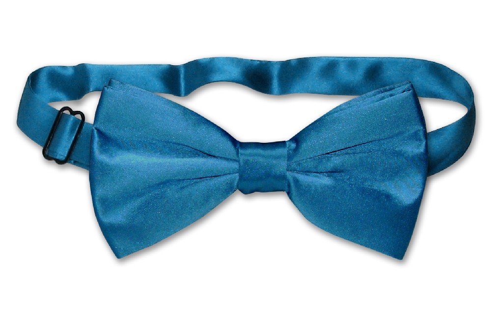 Vesuvio Napoli 100% SILK BOWTIE Solid BLUE Color Men's Bow Tie for Tuxedo or Suit