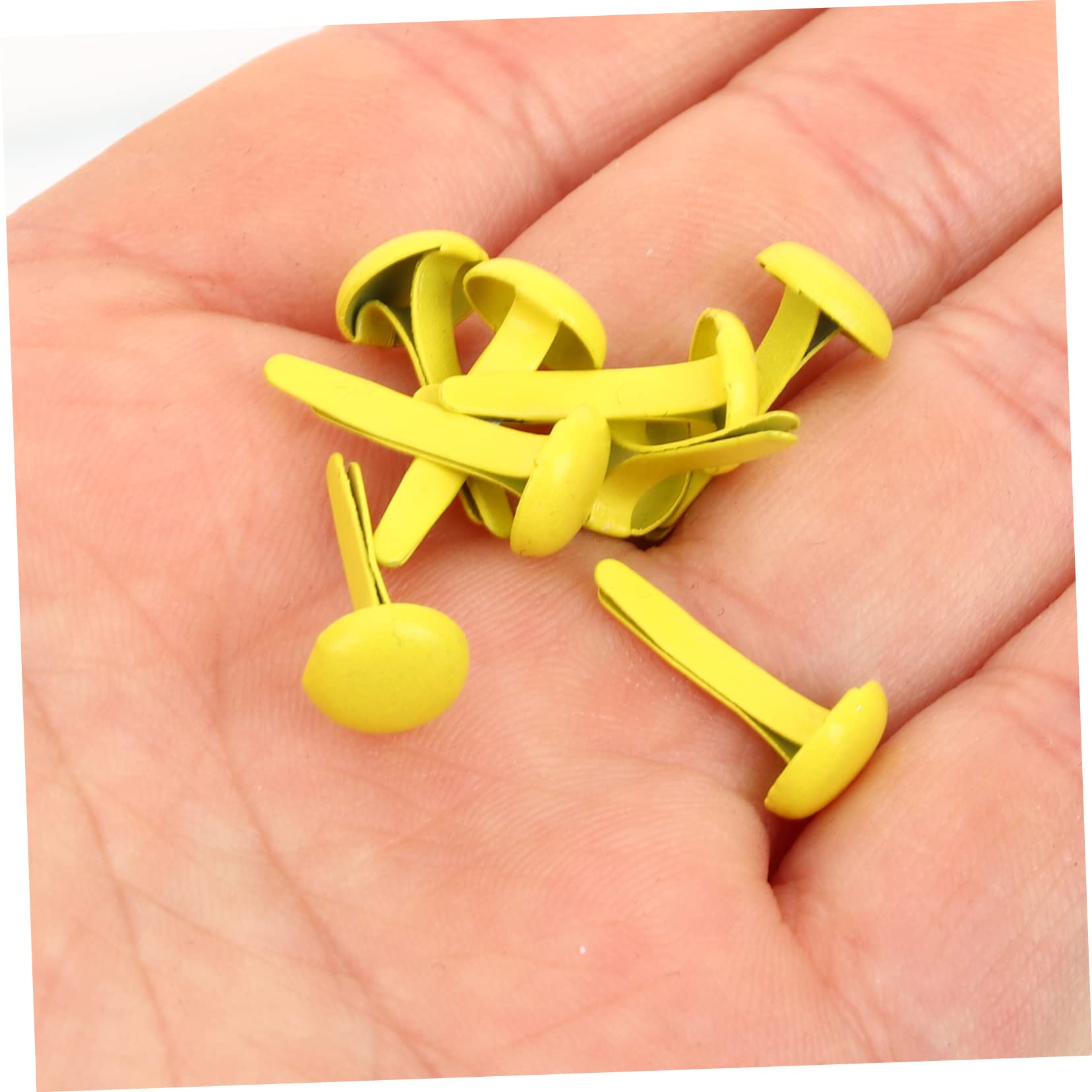 Housoutil 500pcs Metal Paper Fastener Scrapbooking Supplies Small Round Head Fasteners Brads Junk Journal Flat Paper Fasteners Paper Craft Crafts Craft Supplies Scrapbooking Kit Yellow Iron