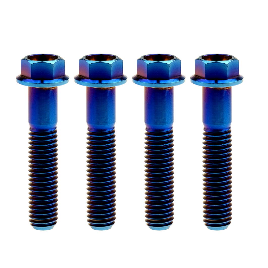 Titanium Hex Small Flange Head Bolt M8 15 20 25 30 35 40 45 50 55 60 65mm x1.25mm for Motorcycle Car Modification Pack of 4 (M8x35mm, Fire Blue)