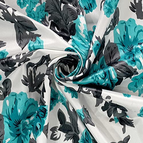 Image of Swayam 90% Blackout Polyester Window Curtain for Living Room & Bedroom | 5 Feet | Room Darkening Curtain with Eyelets | Pack of 2 | Floral Design - Teal & White