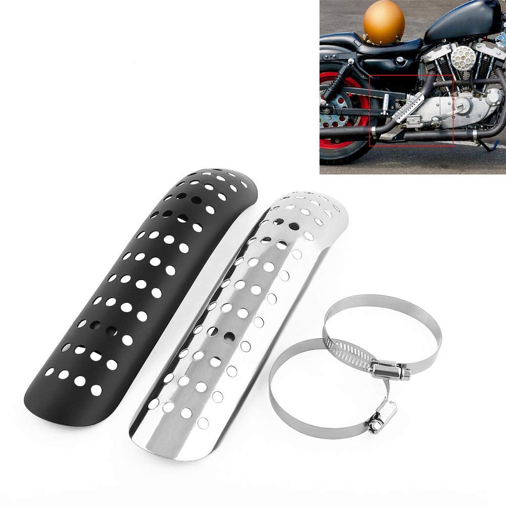 Cubierta de protección contra el calor del tubo del silenciador de escape de la motocicleta, Cubierta de aislamiento de calor del tubo de escape universal del orificio de la motocicleta (Negro)