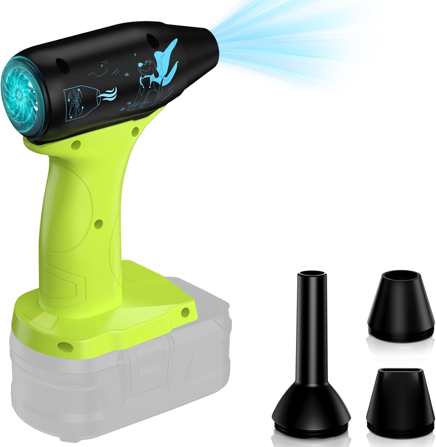 Jet Dry Mini Blower,Jet Fan 130000 RPM Wind Speed 4-Speed Control Compatible with Ryobi 18V Lithium Battery,Super Jet Fan Blower for Drying, Cleaning (Battery not Included)