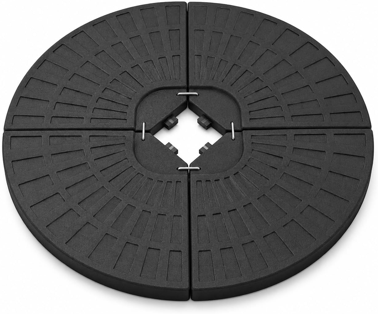 4 piece Cantilever Garden Parasol Base Weight Square Banana Stand Weights for Offset Parasols Fillable with Sand or Water 60 or 80kg Total Weight, Black, 100 x 100 x 7.5cm