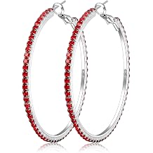 Gold&Sterling Silver Rhinestone Large Hoop Earring for Women Hypoallergenic | Cubic Zirconia Hoops Earrings Jewelry Trendy Aretes de Mujer Diamond Hoop Earrings Birthday Gift 20/30/40/50/60/70mm