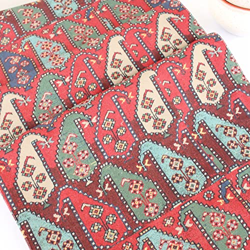 Image of STITCHNEST Floral Paisley Printed Poly Cotton Table Runner and Bed Runner (13 x 60 Inches with Tassel)