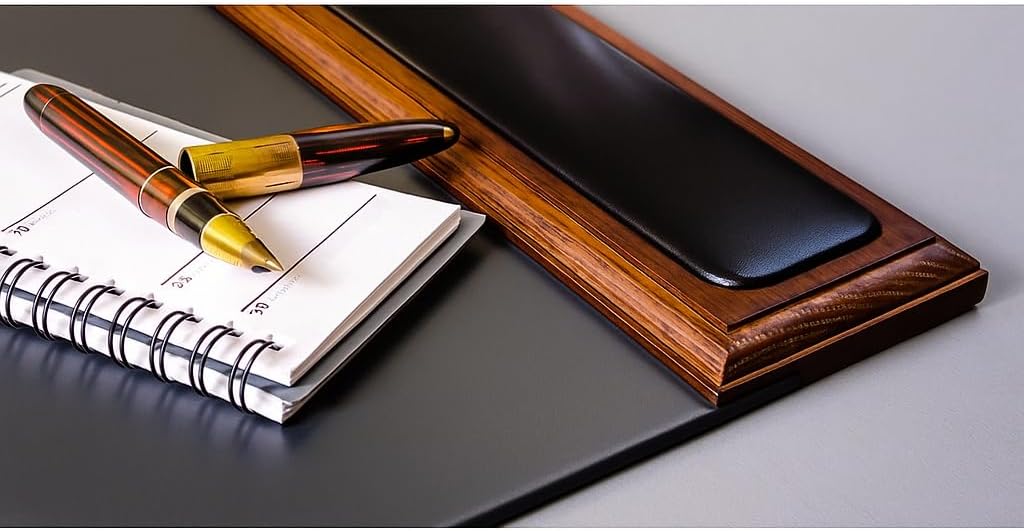 Dacasso Wood & Leather Pad with Side Rails