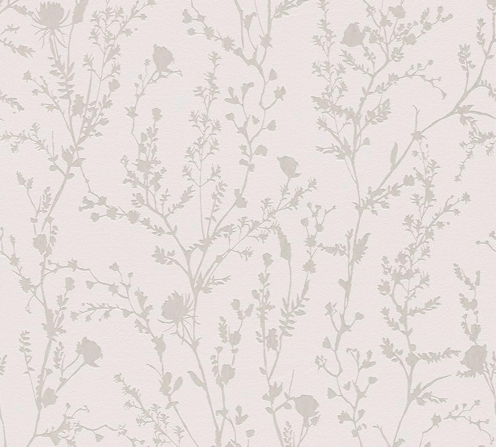 A.S. Création Floral Light Pink Light Grey Wallpaper 395461 High-Quality Non-Woven Wallpaper for Bedroom 10.05 m x 0.53 m Made in Germany