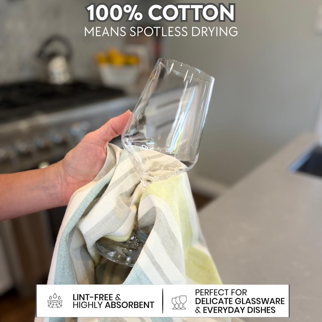 Toallas de cocina grandes de alta calidad, (paquete de 2), 29 x 19 pulgadas, juego decorativo 100% algodón con lazo para colgar y broche, duraderas y absorbentes, toallas de cocina