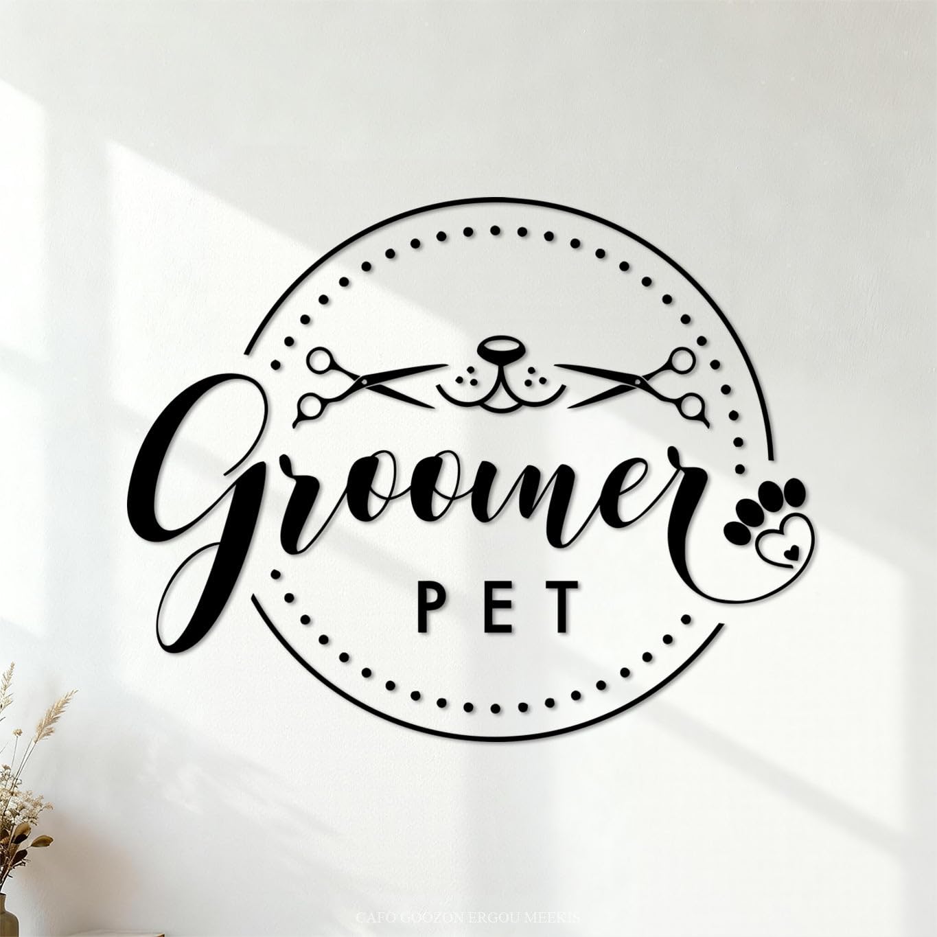 Groomer Pet Grooming Salon Dog Cat Care Wall Stickers Paster Paper 68x85.9cm Glass Stickers Black