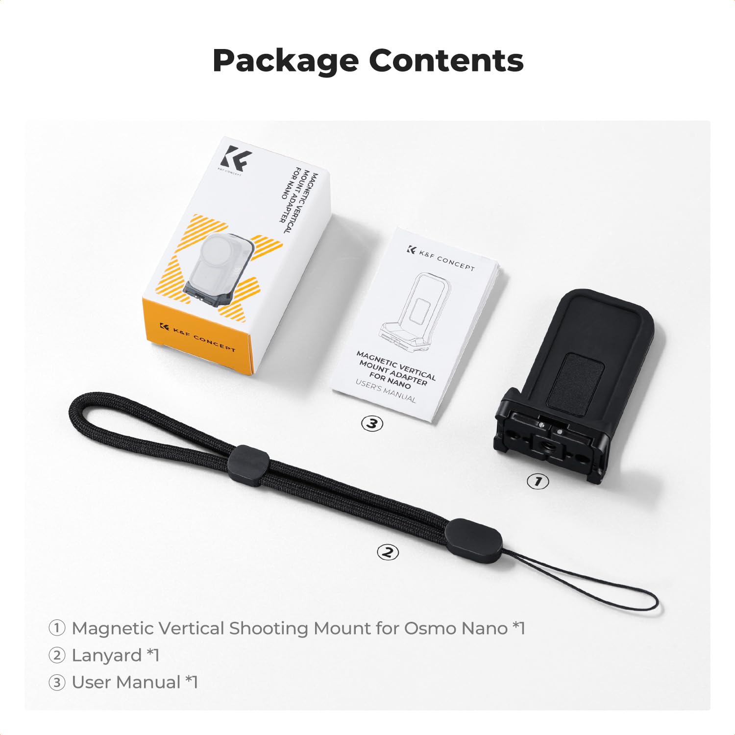 K&F CONCEPT Adaptateur de Prise de Vue Verticale magnétique pour DJI Osmo Nano/Xtra Atto, Support magnétique Double Griffe Pliable, connecteur à vis 1/4", Support POV sans Les Mains pour Le vlogging
