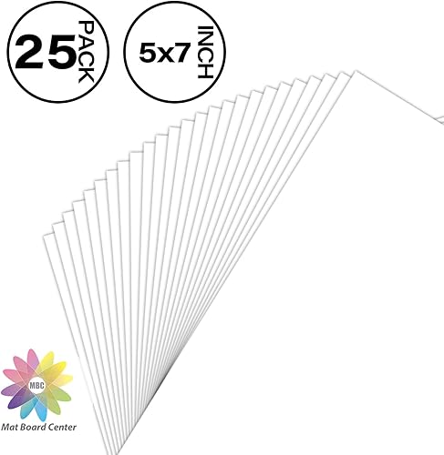 Miniatura 2 de Mat Board Center, paquete de 25, tableros de respaldo blanco de 5 x 7, cartón de 4 capas de grosor para fotosfotomarco de soporte trasero