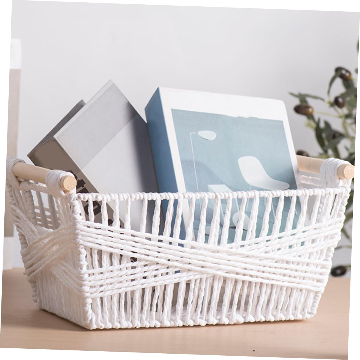 CHILDWEET Cesta De Almacenaje Tejida Multifuncional Para Escritorio Organizador De Accesorios y Juguetes Cesto Decorativo Rope Para y