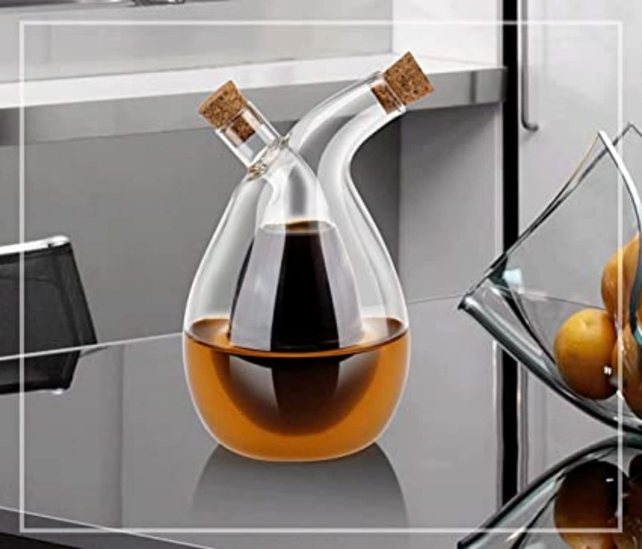 2-teiliges Glas-Ölspender Set – Je 480 Ml Mit Klappauslauf, Etiketten & Trichter