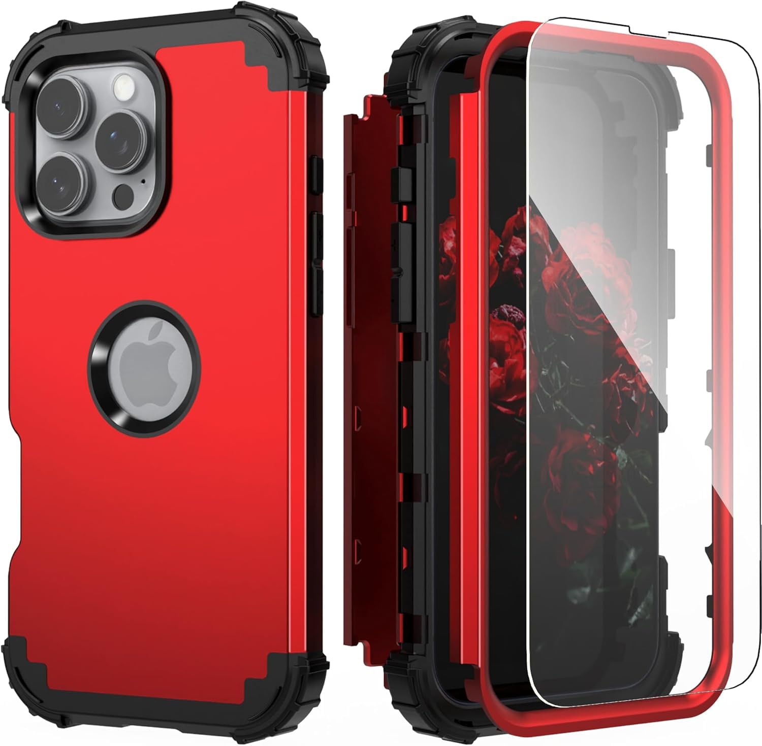 IDweel for iPhone 16 Pro Max Case with Screen Protector, 3 in 1 Shockproof Slim Fit Hybrid Heavy Duty Hard PC Cover Soft Silicone Bumper Full Body