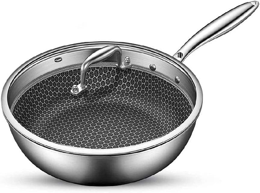 カバー付きステンレス中華鍋 多目的ソースパン ソースポット フライパン ノンスティックポット 人気ブランド Lkwk カバー付きステンレス中華鍋 多目的ソースパン ソースポット フライパン ノンスティックポット 人気ブランド Lkwk