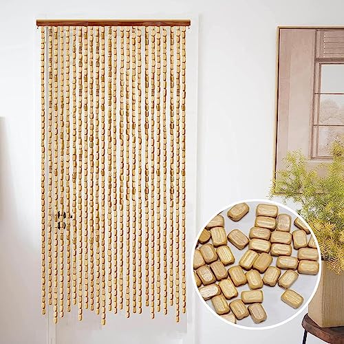 Jolan Cortinas De Cuentas para Puertas,Cortina De Abalorios De Bambú De Madera Natural,Cortina De Hilos,Decoración del Hogar Paneles De Cortina De Partición,Personalizable,W×H-100strands(100×200cm)