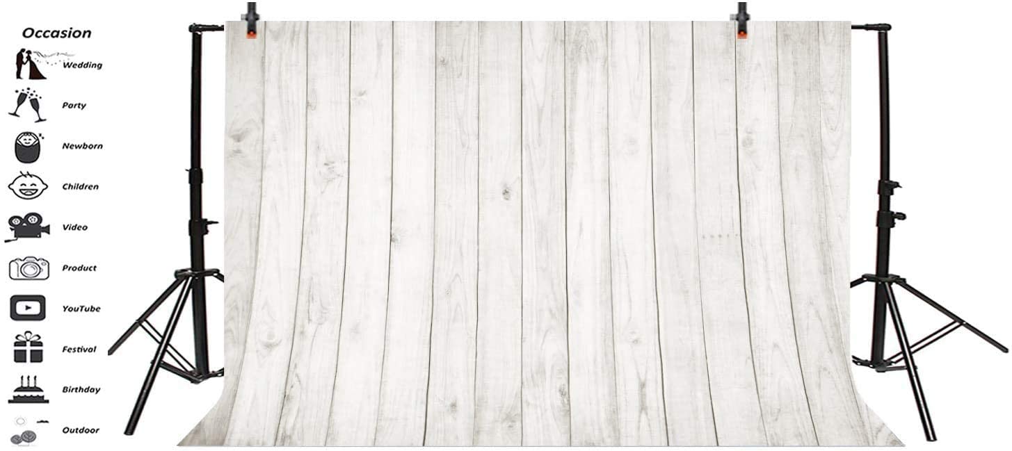 Yeele 15x10ft Vintage Wood Backdrop Retro Rustic White and Gray Wooden Floor Background for Photography Kids Adult Photo Booth Video Shoot Vinyl Studio Props