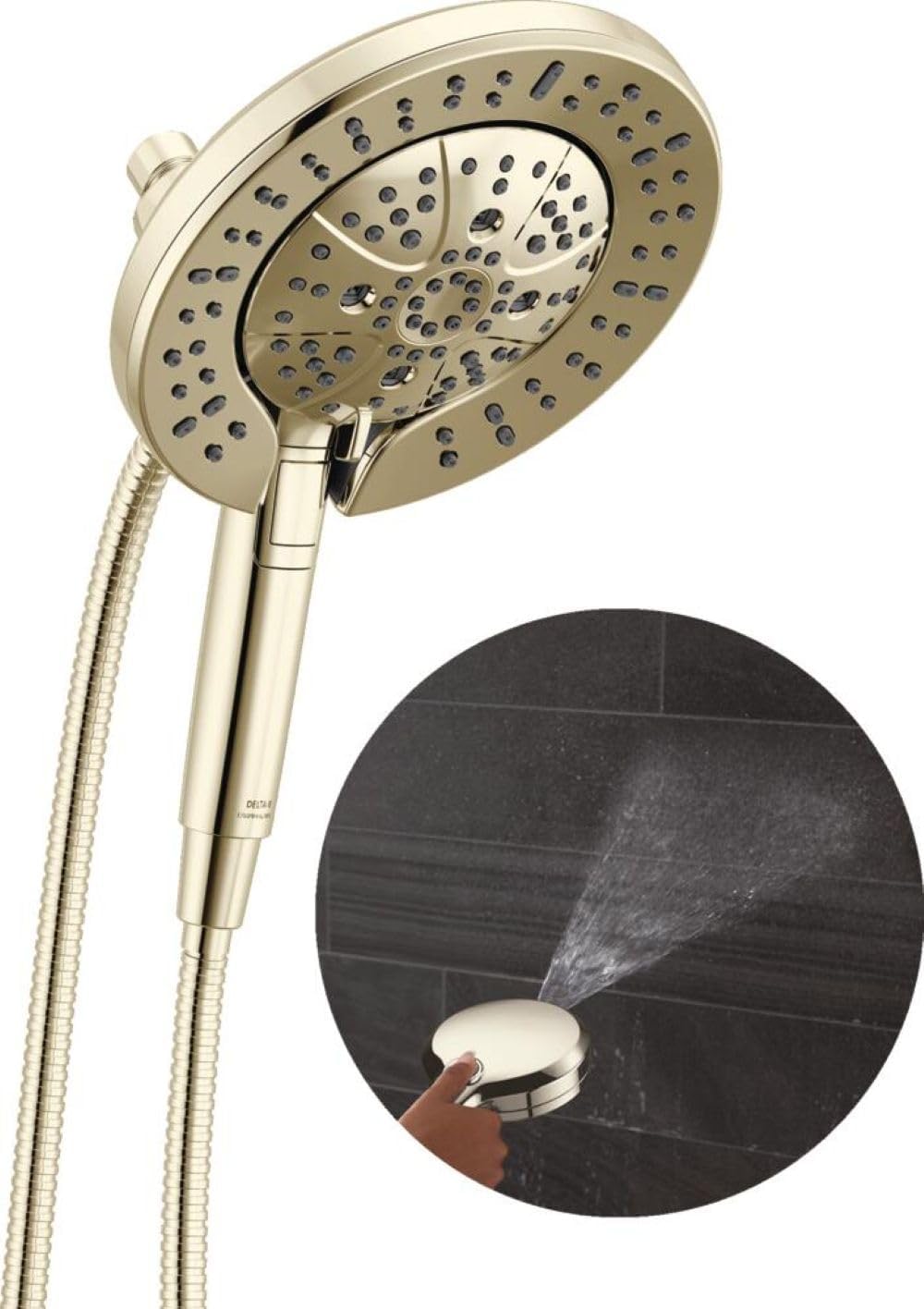 Delta Faucet 7-Setting In2ition 2-in-1 Dual Shower Head with ProClean Spray, Hose, 2.5 GPM