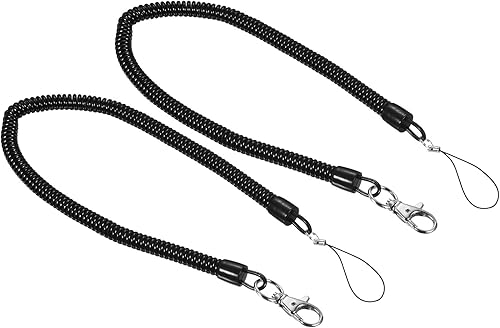 PATIKIL Llavero retráctil con resorte helicoidal, cierre de langosta con llavero de 18.110 in, paquete de 2 correas elásticas de plástico en