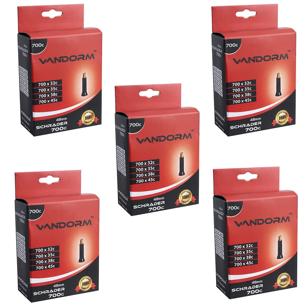 5 PACK Vandorm 700c x 32c - 45c Hybrid Bike Butyl Schrader Valve Inner Tubes