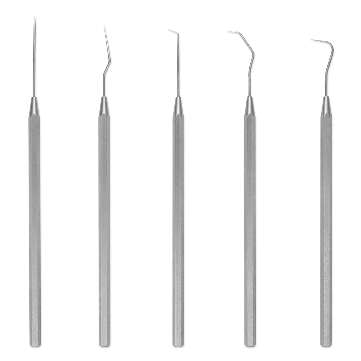Moody Tools 55-0296 5-Piece 25 mil Precision Probe Set | Includes Straight, Single Bend, Long Double Bend, Triple Bend, Hook