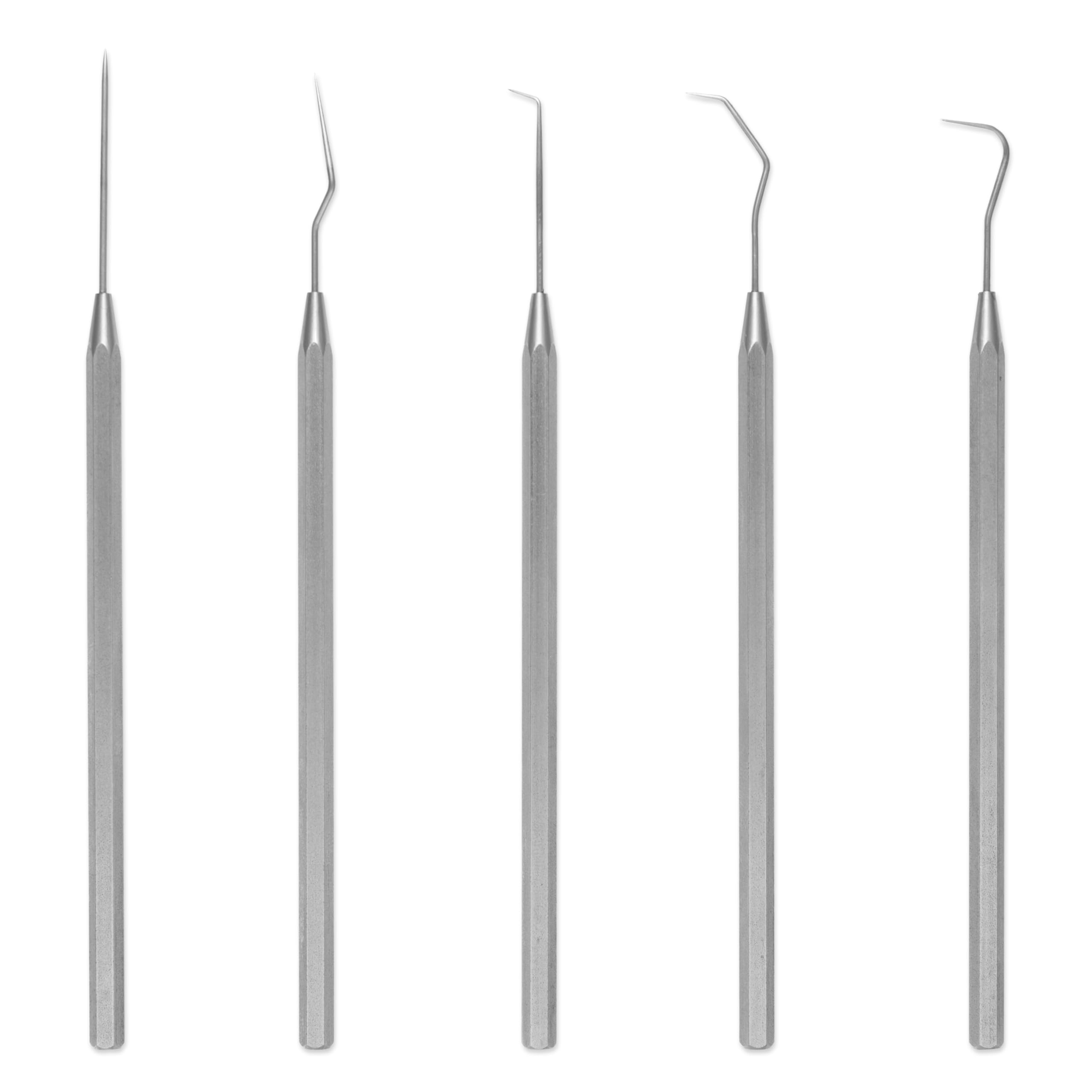 55-0296 5-Piece 25 mil Precision Probe Set | Includes Straight, Single Bend, Long Double Bend, Triple Bend, Hook