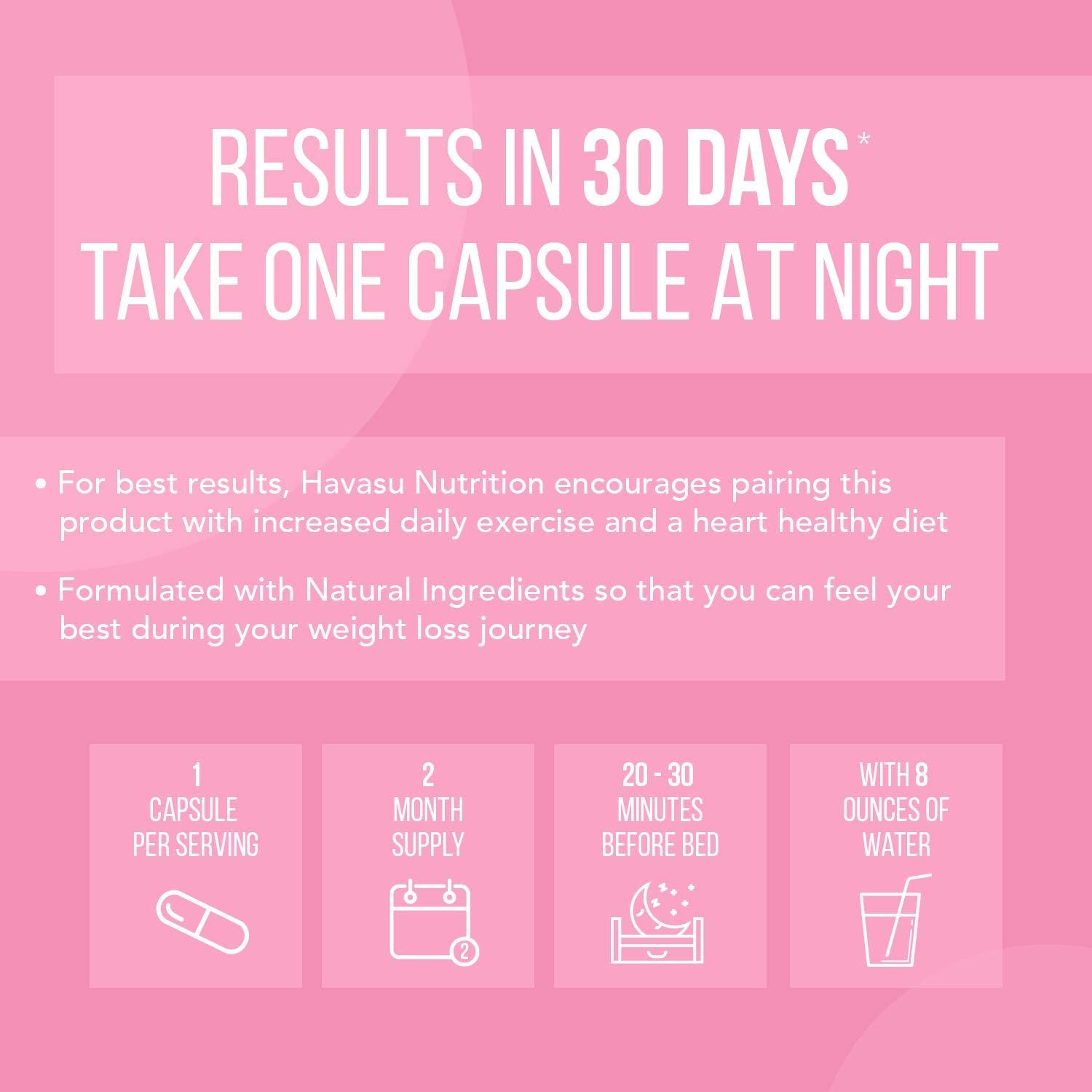 Havasu Nutrition Night Time Fat Burner for Women | Sleep Aid, Appetite Suppressant, and Metabolism Booster for Detox & Cleanse | Healthier Weight Loss | 60 Vegetarian Weight Loss Pills for Women : Health & Household