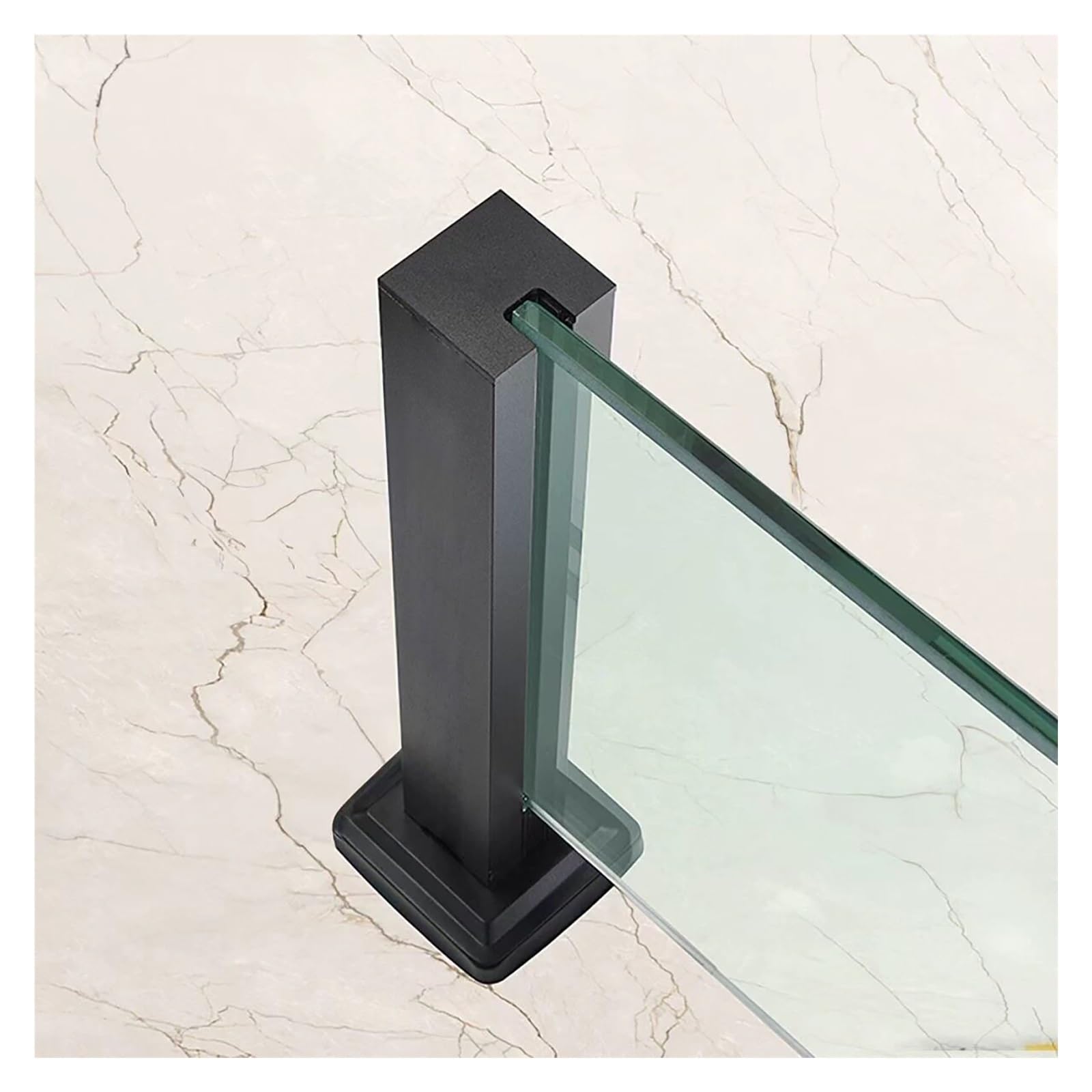 ZJKXJH Frameless Glass Baluster Post with Side Slot, Heavy Duty Stainless Steel Railing Post for Patio Deck Balcony Frameless Glass(End Post-Black,H-95cm/37.4in)