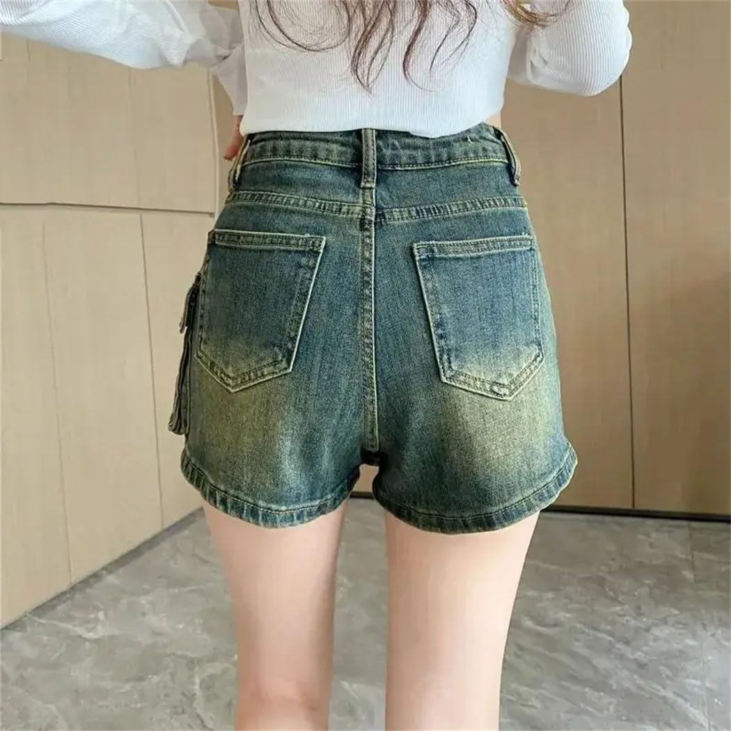 Gonna corta da donna irregolare in denim, estiva, a vita alta, aderente, avvolgente