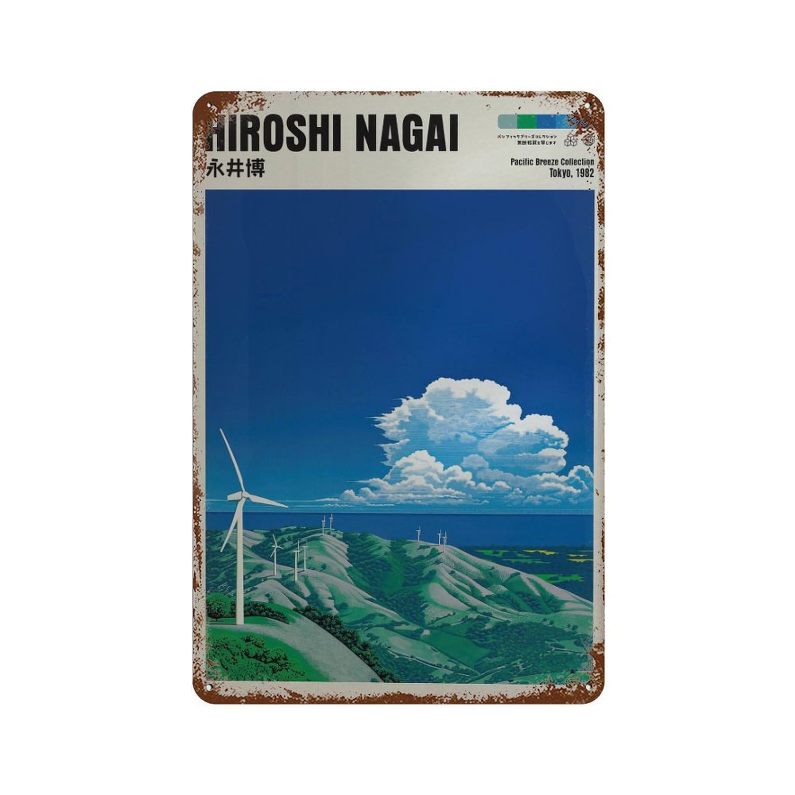 xiaoxiaoshen Hiroshi Nagai Japanese Windmills. City Pop Wall Decor Art Metal Tin Poster Modern Home Decor Art Home Bar Shop Decorations Vintage Sign 30x20cm