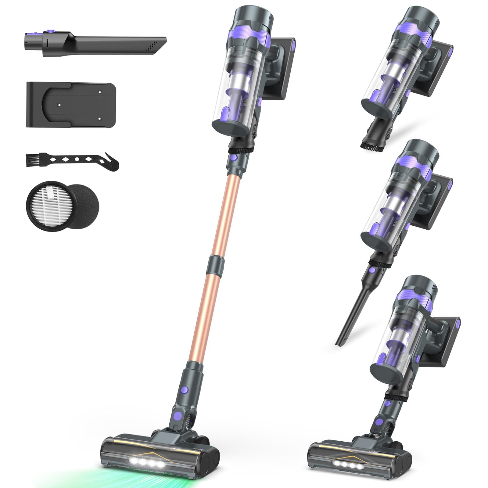 Photo 1 of Cordless Vacuum Cleaner, 80Kpa Lightweight Cordless Stick Vacuum, 650W Rechargeable Battery Vacuum with 75min Runtime, LED Display, Stick Vacuum Cleaners for Home Pet Hair Hardfloor Carpet-V2 (Sliver)