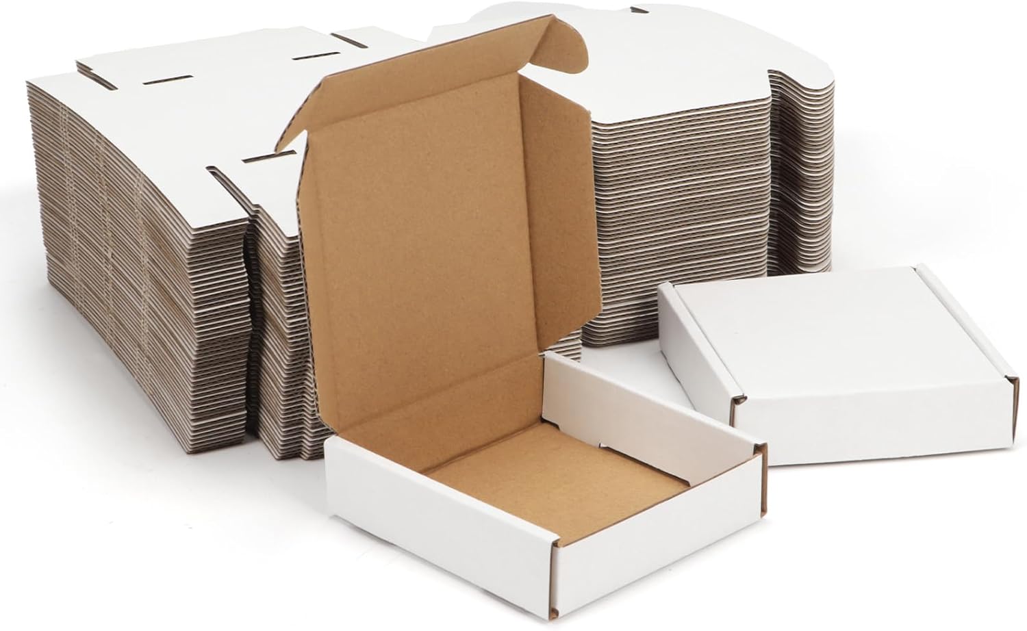 wiftrey 100 pcs 4x4x1 inches small shipping boxes, white corrugated cardboard box for packaging small business, moving, literature mailer 4x4x1 white 100 pack