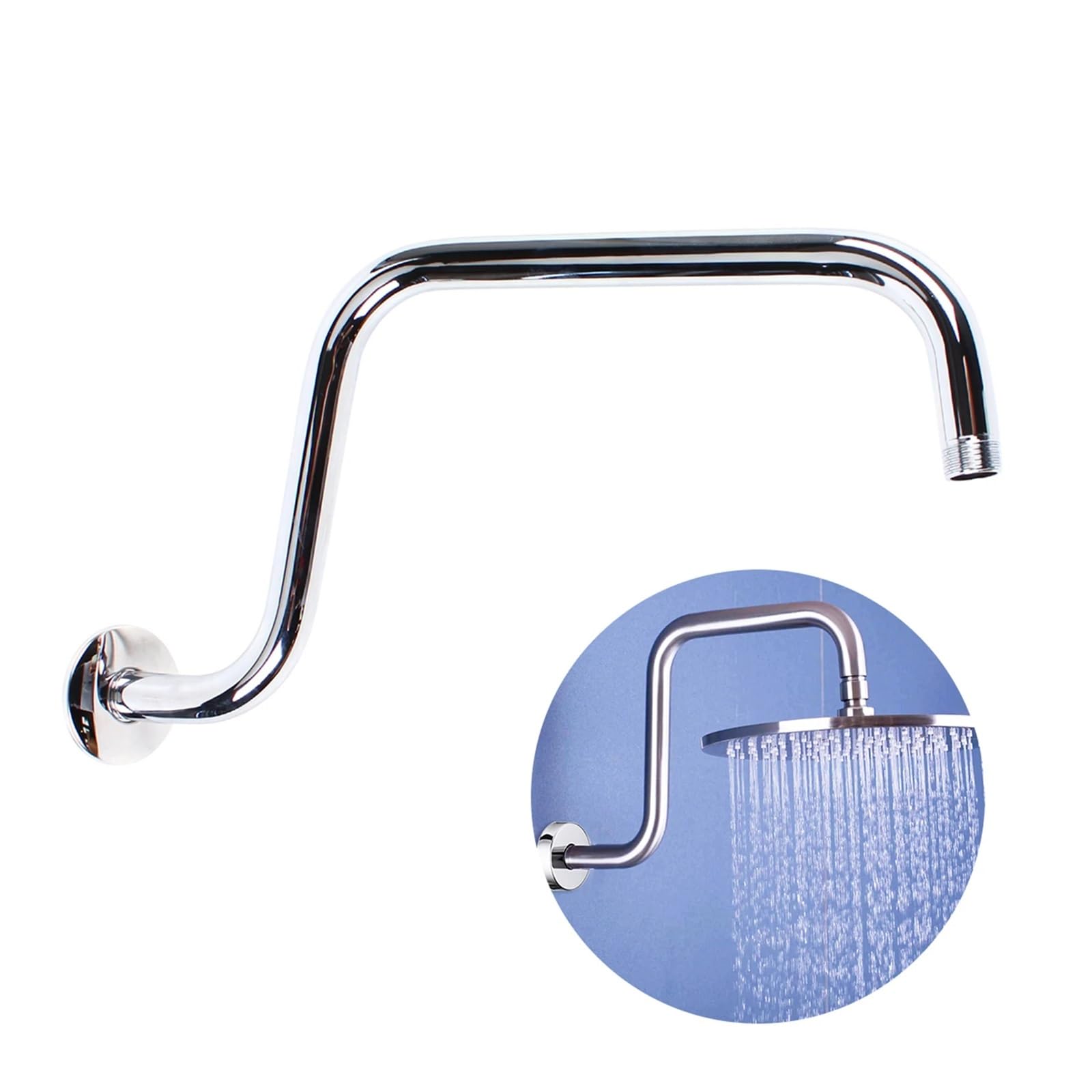 GUYTRM Ramię prysznicowe galwanizowane montowane na ścianie, konstrukcja ze stali nierdzewnej, łatwa instalacja, idealne do prysznica ręcznego lub stałego lingli