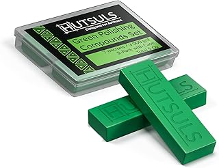 Knife Stropping Compound with Case - (2-Pack, Total 5 Oz) Get Razor-Sharp Edges with Knife Polishing Compound, Green Buffing Compound Bars are Easy to Use with Leather Strop Compound Guide