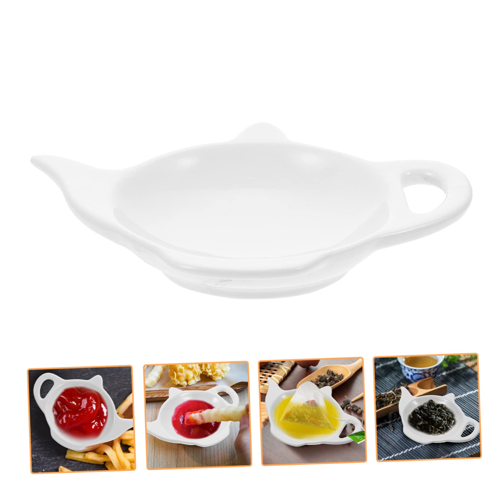 BESTYASH Desktop Teabag Holder Holders Fancy Used Tea Bag Holder Dish Compartments Teabag Dish Black Divided Tea Organizer Tea Holder Quirky Desktop Teabag Dish Ceramics White