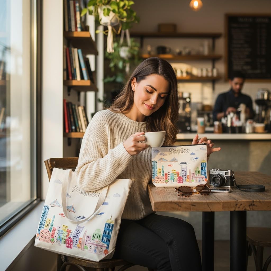 City Themed Artwork Tote Bag with Zipper Series- Designed in the USA, 17"x14", Souvenir & Gift - Image 3