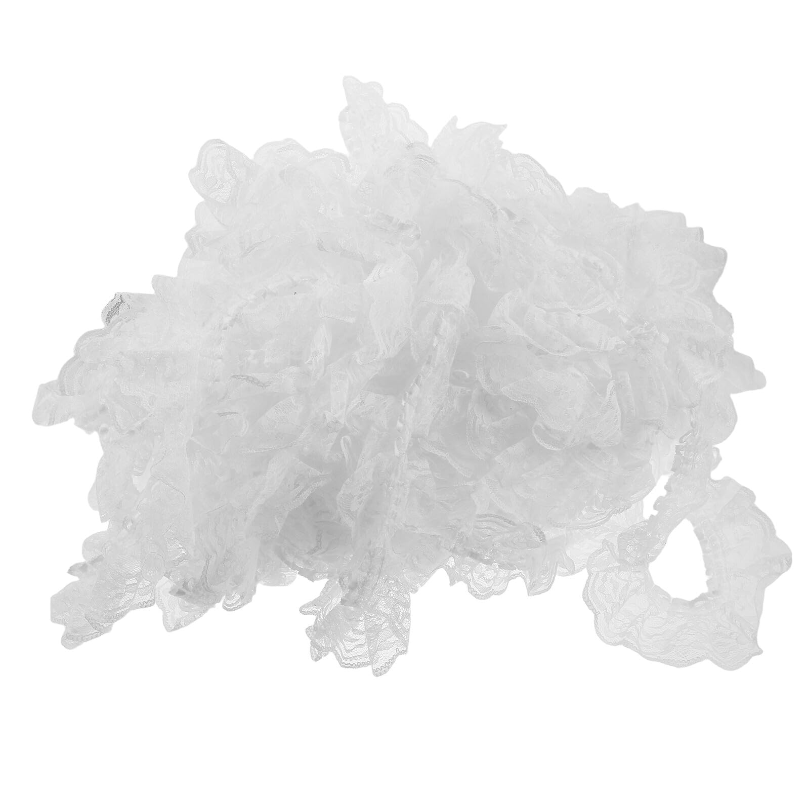 Mikikit Cinta de Encaje Blanca Plisada 6 Cm X 40 M, Ribete Floral Elástico para Coser, Manualidades y Decoración de Prendas, Bordado Volantes, Ribete Festoneado para Confección y Bricolaje