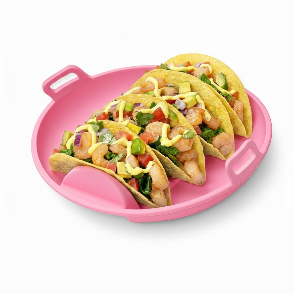 Jukmen Taco Holder Stand Cooking for Hard Soft Tacos Holds 4 Tacos Each Taco Plates Green|Home & Garden | Kitchen, Dining & Bar |1 Taco Holder (PINK)