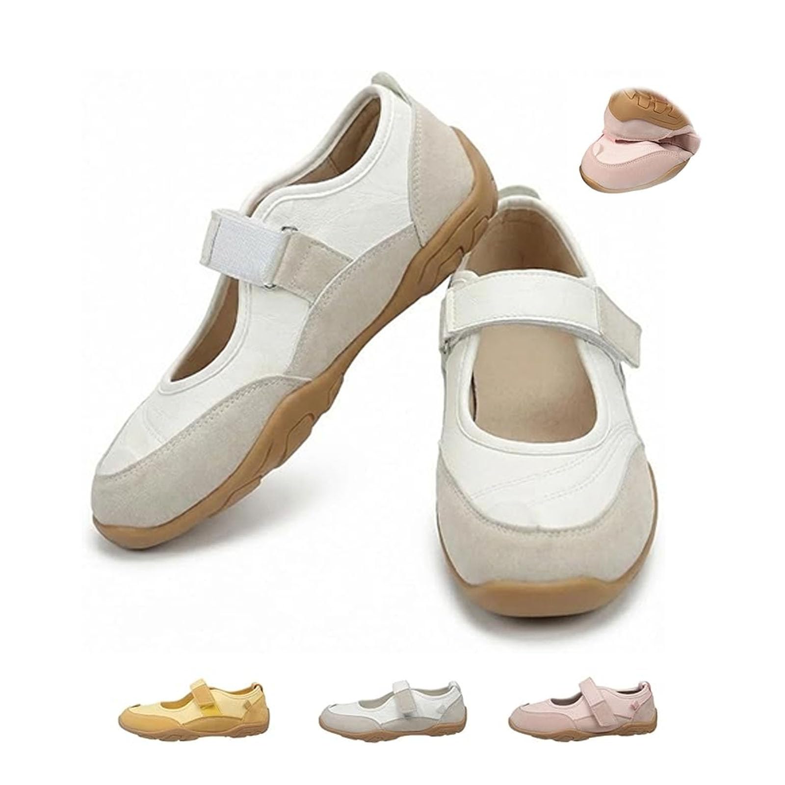 Scarpe da ginnastica Mary Jane da donna, in tela, casual, da passeggio, bianco, 38.5 EU | Scarpe da ginnastica da donna Mary Jane, leggere, con cinturino regolabile, comode scarpe da passeggio