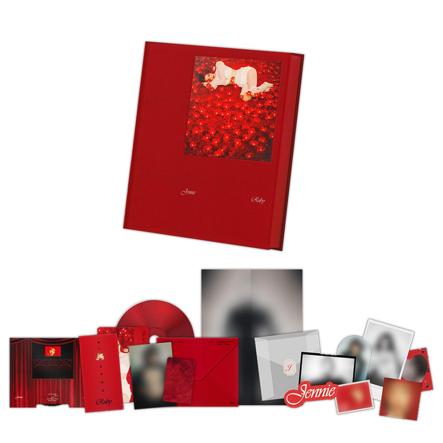 JENNIE - The 1st Studio Album RUBY Photobook - Jane Ver Photobook Envelope Ticket + Carousel Card + Postcard + Sticker Pack + Photocard + Mini Poster + 2 Extra Photocards
