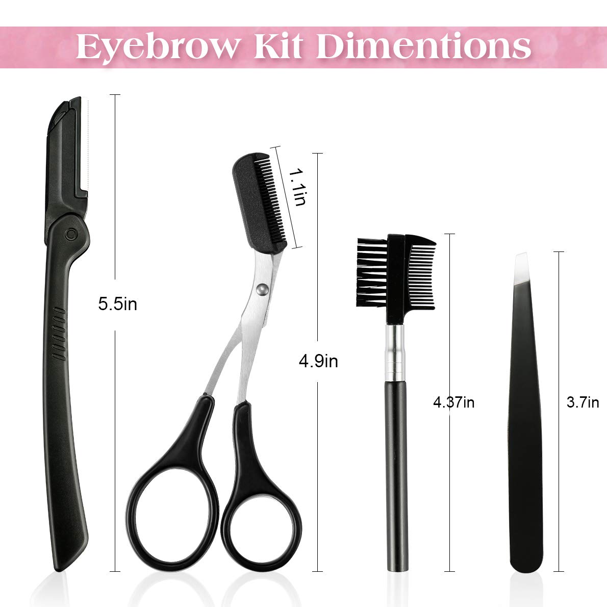 Eyebrow Kit Grooming Scissors, Eyebrow Razor Kit, 4 In 1 Stainless Steel Eyebrow Razor Set Kit Eyebrow Scissors, Eyebrow Brush, Tweezers, Portable Multipurpose Eyebrow Trim Tool Set for Women Men : Beauty & Personal Care