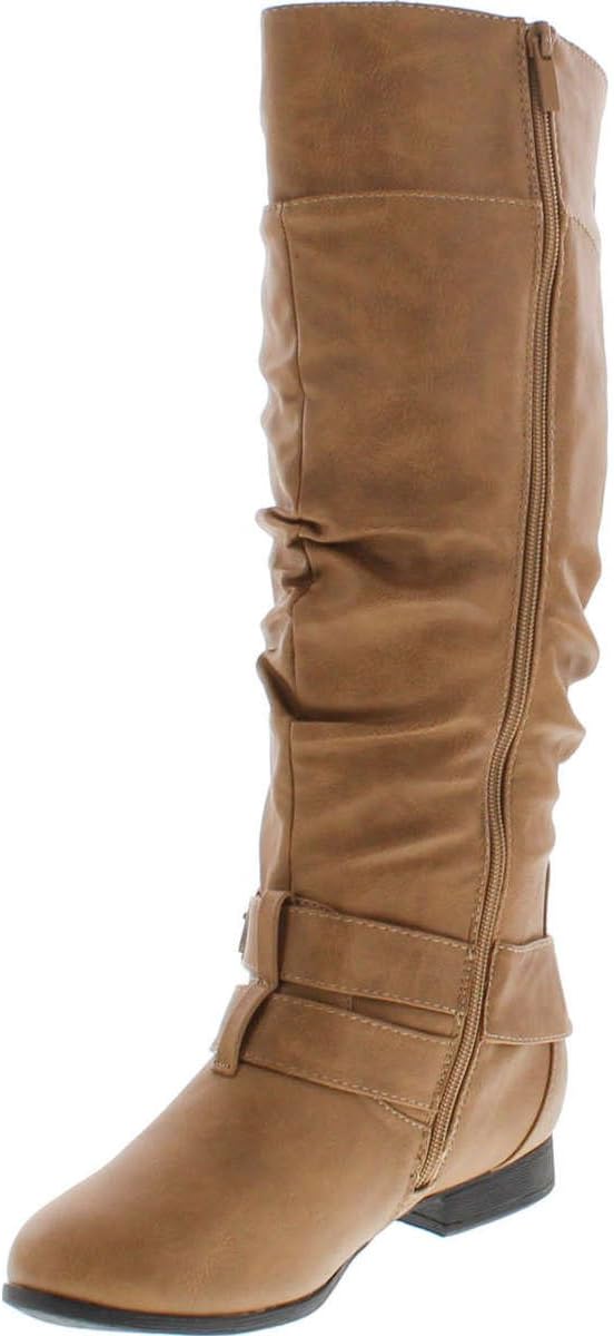 TOP Moda Womens Coco-20 Knee High Round Toe Buckle Slouched Riding Flat Boots - Image 2
