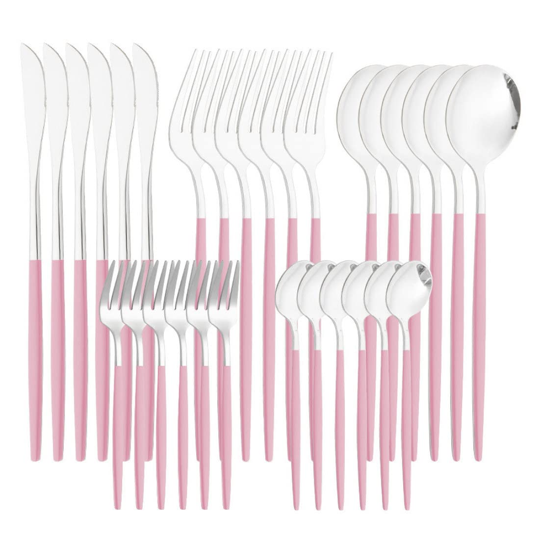 Hperu 30Pcs Silverware Set, Stainless Steel Flatware Tableware Cutlery Utensil Set for Kitchen Stainless Steel Tableware