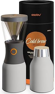Asobu Portable Cold Brew Vacuum Insulated Stainless Steel Coffee Maker, White, 40 oz., KB900 White