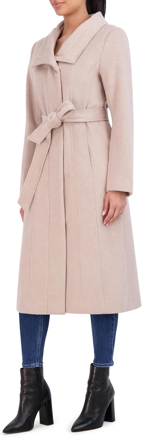 Cole Haan Women's Long Sleeve Formal Slick Wool Zip Up Coat - Image 3