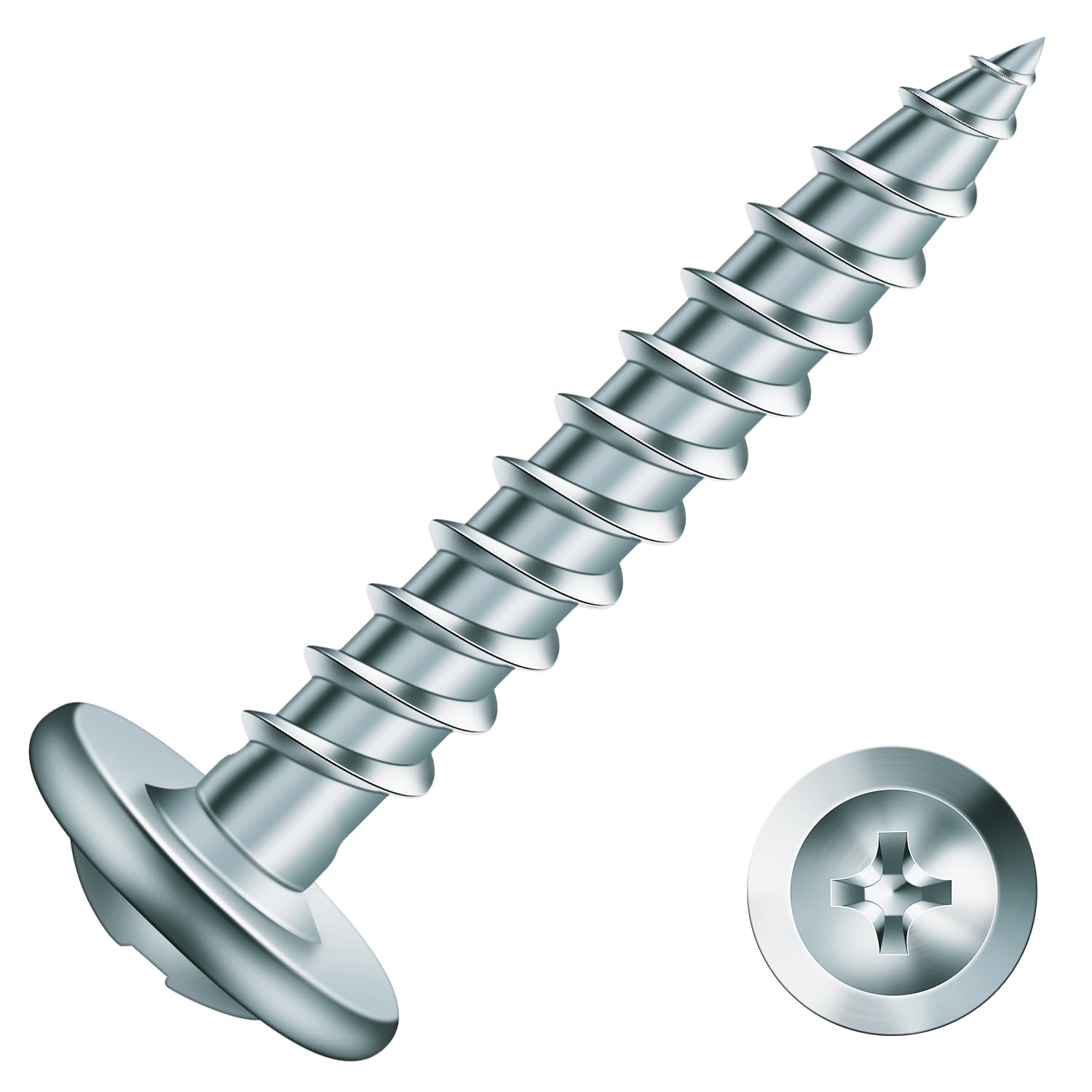 #8 x 1 Inch Wood Screw 250Pcs Alloy Steel Standard Thread Truss Head Fast Self Tapping by SG TZH