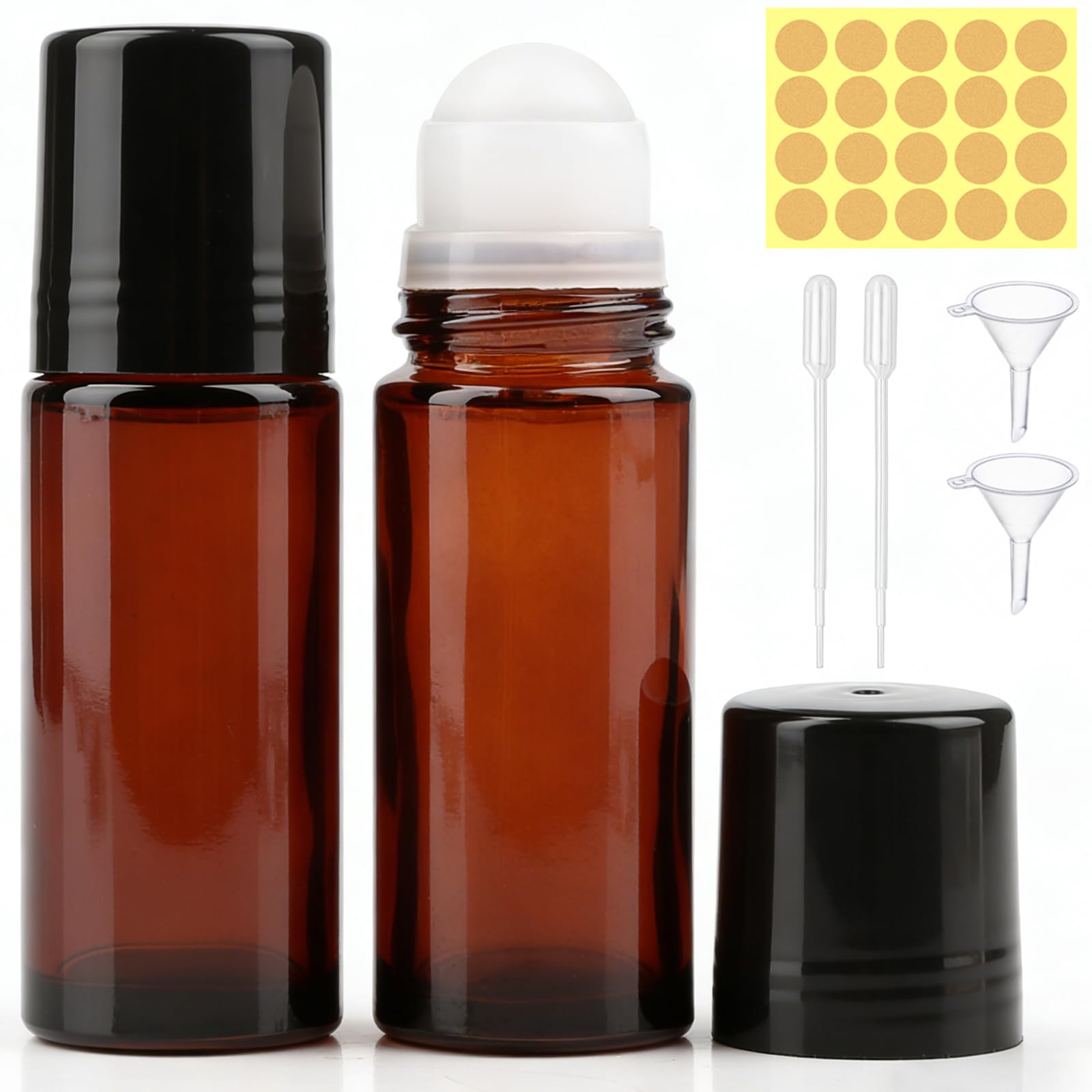 Butelki na olejki eteryczne z kulką 2 sztuki 50 ml brązowe