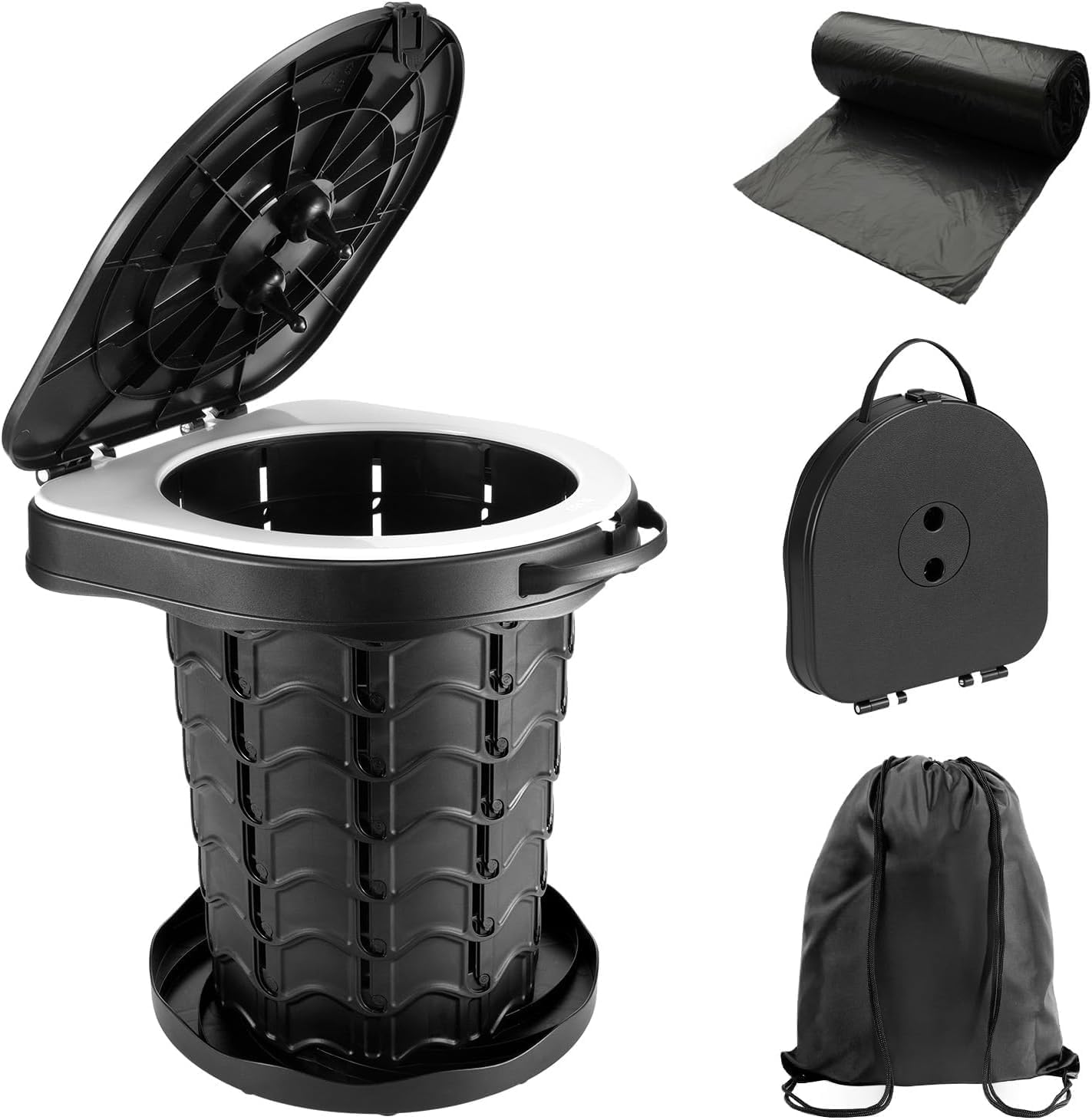 imodomio Campingtoilette Faltbar Camping Toiletten(WC) mit Deckel Mobile Toilette mit 10 Müllsäcke, ideal für Outdoor-Camping, Auto